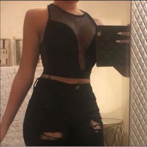 Black bebe crop top